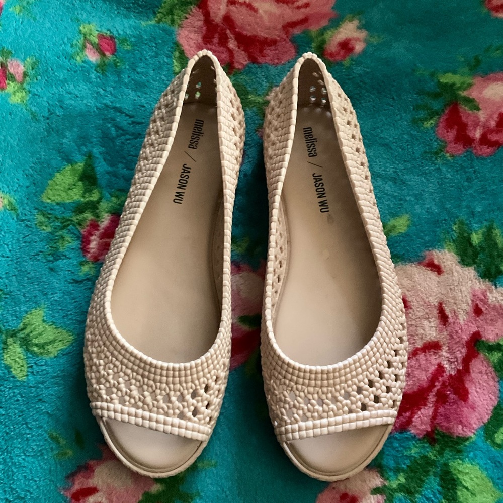 Jason Wu x Melissa basket weave scented open toe jelly flats 9 blush pink $109